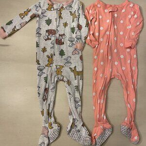 12m Carters Girls Set of 2 Sleep and Play Polka Dot Fall Print